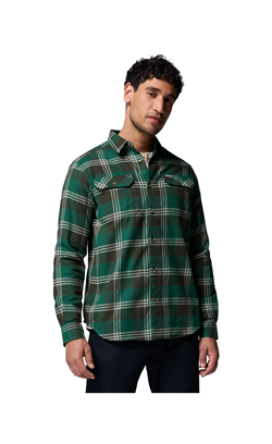 CAMICIA A QUADRI IN FLANELLA ELASTICIZZATA MENS VERDE NERO 